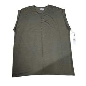 Calvin Klein Olive Green Sleeveless Seam Front Top 2X CX5Y1G6W New